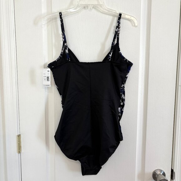 Magicsuit by Miraclesuit Louise Blueprint Swimsuit 1-PC Black & Blue Size 12 NEW - Picture 5 of 9